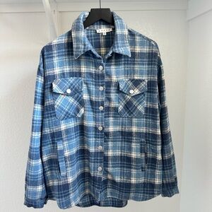 Blue Plaid Button-Up Jacket